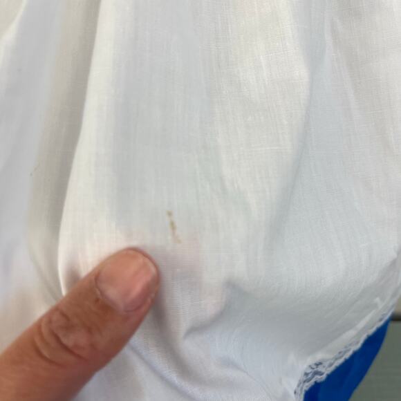 Vintage Hand Smocked by Carousel Blue Pinafore Ruffle Dress 6 - Picture 10 of 10